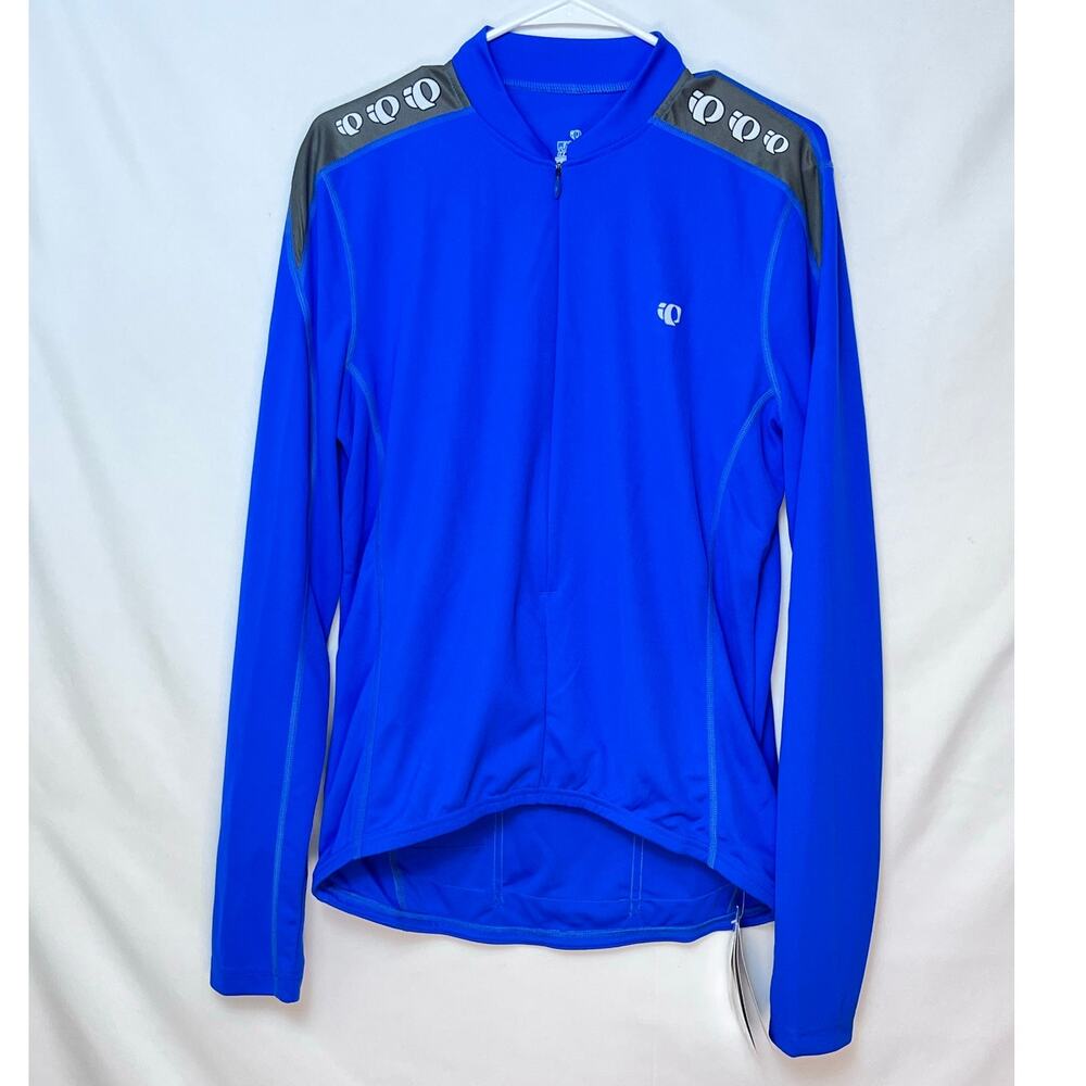 NWT Pearl Izumi Men M Blue/Gray Quest Long Sleeve Cycling Moisture Wick Jersey